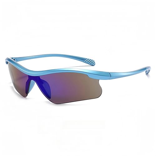 Vyloky Radsportbrille, selbsttönende Sonnenbrille, Männer und Frauen, photochromatische Sportbrille, einteiliger Rahmen，MTB, Radfahren, Laufen (Blaue Gläser für blaue Brillenfassungen) von Vyloky