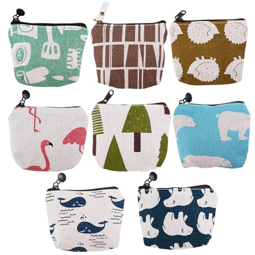 8 Stück Täschchen,10 x 9,8 cm Mini Geldbeutel,Verschiedene Muster Mini Geldbörse Canvas,Leinwand und Polyester Coin Purse,Kleines Täschchen mit Reißverschluss für Münzen,Karten und Schlüssel Geeignet von Vylro