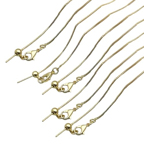 5 x vielseitige Perlen-Halskette mit verstellbarem Stift, elegante Metallkette, Zubehör für Damen und Mädchen, Partyschmuck, Gold, Wie beschrieben, Wie beschrieben von Vynetra