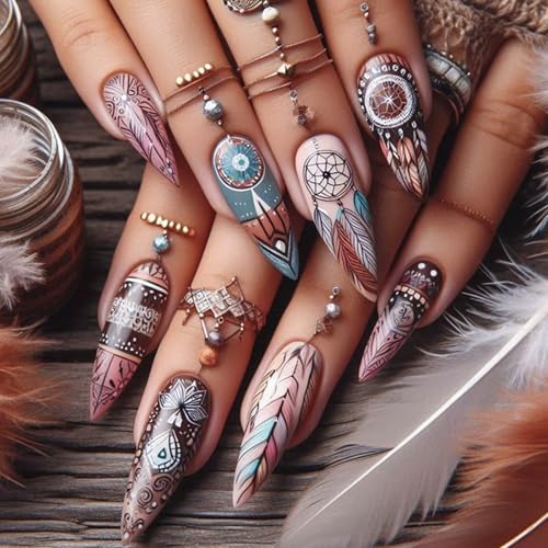 Künstliche Nägel zum Aufdrücken, für Damen, Acryl, transparent, 24 Stück von Vynetra