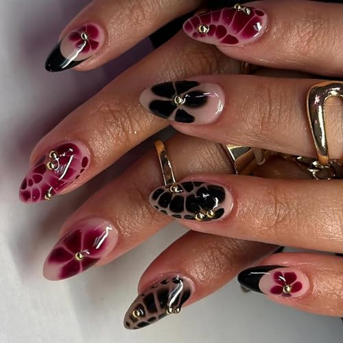 Nägel zum Aufdrücken, Mandelkleber auf französischen künstlichen Designs, künstliche Geschenke für Frauen und Mädchen, Acrylkleber auf Nägeln für Frauen, transparent, 24 Stück von Vynetra