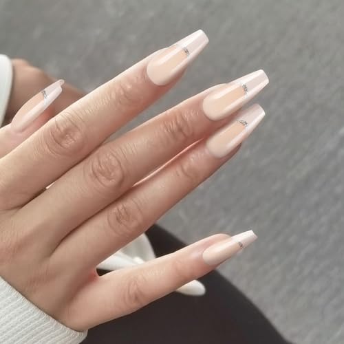 Press on Nails Ballerinas Sarg Fake Designs Stick On Full Covers Falsche Acryl Kleber auf Frauen auf Nagel Sarg Mandel French Tip On Nagel von Vynetra