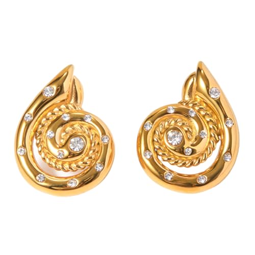 Stilvolle Muschel-inspirierte Ohrringe mit funkelnden Verzierungen, schöne Muschel-Metall-Ohrstecker mit Schmuck-Akzenten Stilvolle Muschel-inspirierte Ohrringe mit funkelnden Verzierungen, schöne Muschel-Metall-Ohrstecker mit Schmuck-Akzenten von Vynetra