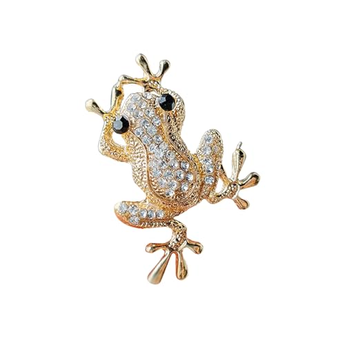 Stilvolle Strass-Brosche in Fröschform für Frauen-Outfits, elegante Tier-Brosche, vielseitiges Kleid, Mantel, Schmuck-Accessoire, elegante Frosch-Brosche mit Strasssteinen, Einheitsgröße, Wie von Vynetra