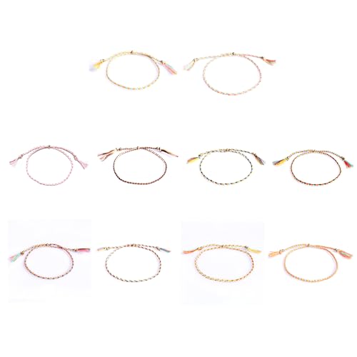 Vynetra 10 Stück verstellbare handgewebte Freundschaftsarmbänder-Set, bunte Fußkettchen, Unisex, modisches Geschenk für Mann und Frau, bunte Baumwollfaden-Armbänder, Einheitsgröße, Wie beschrieben von Vynetra