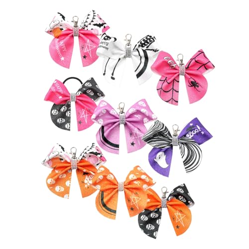 Vynetra 9 Stück Halloween Mädchen Haargummis Schleife Charm Schlüsselanhänger Clip Multifunktionales Haarteil Vielseitiges Mode-Accessoire von Vynetra