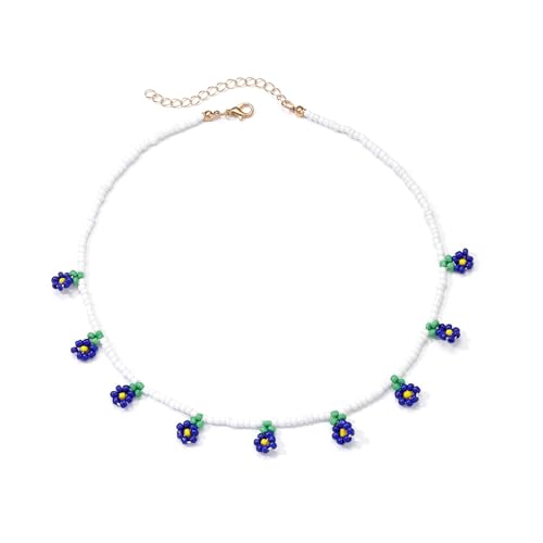 Vynetra Bunte Blumen-Perlen-Halskette, Regenbogen-Perlenketten, kurzes Halsband, Schmuck Vynetra Bunte Blumen-Perlen-Halskette, Regenbogen-Perlenketten, kurzes Halsband, Schmuck von Vynetra