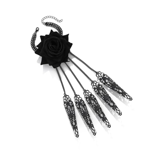 Vynetra Einzigartige Rosen-Blumen-Halskette, Quasten-Anhänger, Modeschmuck, geeignet für Damen-Anhänger von Vynetra