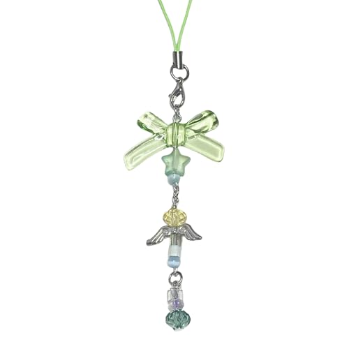 Vynetra Handgefertigte Halskette mit Perlen für Handy/Kameratasche, Charm, Harz, Schleife, Stern, Schlüsselanhänger, stilvolle Damen-Rucksack-Dekoration, GN, Harz Vynetra Handgefertigte Halskette mit Perlen für Handy/Kameratasche, Charm, Harz, Schleife, Stern, Schlüsselanhänger, stilvolle Damen-Rucksack-Dekoration, GN, Harz von Vynetra