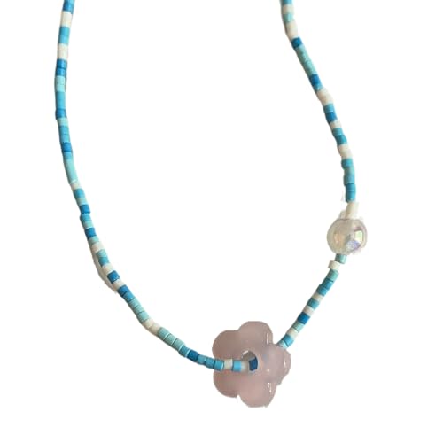 Vynetra Modische Halskette mit Kristallblumen, bunte Perlen, Choker-Halskette für Damen, verstellbare Kette, Schmuck, leichtes Choker Vynetra Modische Halskette mit Kristallblumen, bunte Perlen, Choker-Halskette für Damen, verstellbare Kette, Schmuck, leichtes Choker von Vynetra