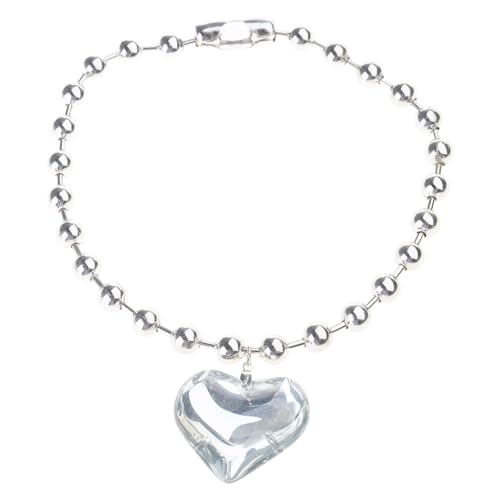 Vynetra Modische Hyperbole-Punk-Halskette, Herz-Anhänger, Halsketten für Frauen, Hip-Hop-Seil, Perlenkette, Partyschmuck, Punk-Halskette, Choker für Frauen, Einheitsgröße, Wie beschrieben, Wie von Vynetra