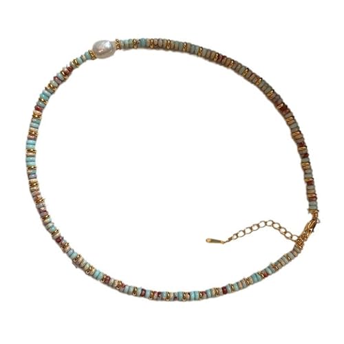 Vynetra Verstellbare Halskette mit künstlichen Kristallperlen, bunt, Schlüsselbeinkette, stilvolles Schmuck-Accessoire für Mode-Liebhaber, stilvolle College-Halskette von Vynetra