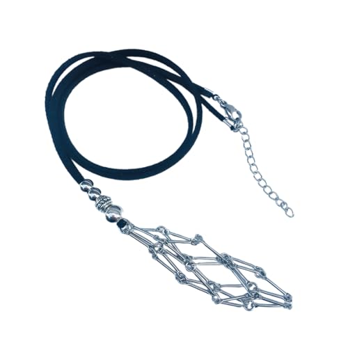 Vynetra Verstellbare Lederschnur mit leerem Steinhalter und Kristallkäfig-Anhänger für Schmuck, leere Kristallkäfig-Halskette und lichtbeständig, geeignet für verschiedene Halsgrößen, M, Wie von Vynetra