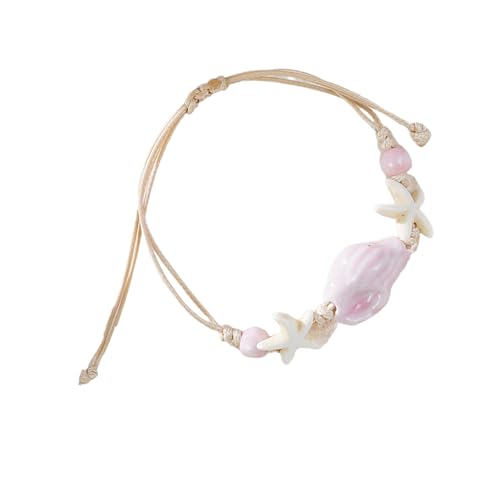 Vynetra Verstellbare Muschelverzierung für Damen, Keramik, Muschelperlen, Strand, Handgelenkkette, Schmuck, Geschenk, empfindliche, hautfreundliche Keramik-Schmuck, Einheitsgröße, Wie beschrieben von Vynetra