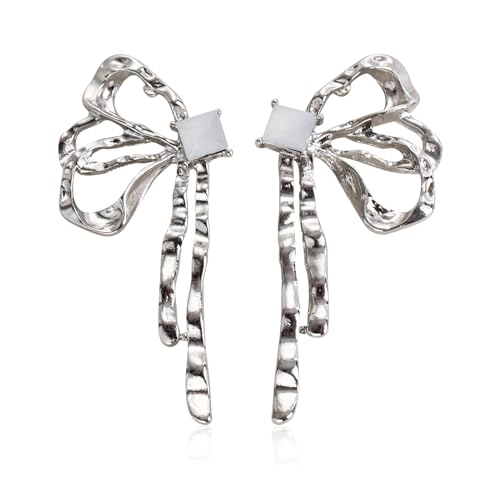 Zarte Ohrringe mit Schleifen-Anhänger, Ohrpiercing-Schmuck, modische Ohrhaken, Verzierung, Schmuck für Frauen, Partys und soziale Ohrringe, Silver, Wie beschrieben, Wie beschrieben von Vynetra