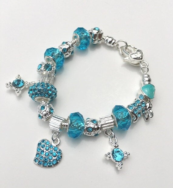 Damen Armband Mit Euro Charms, Armbänder, Perlen Armband, Charm Handgemachte Armbänder in Silber von VzoriCollections