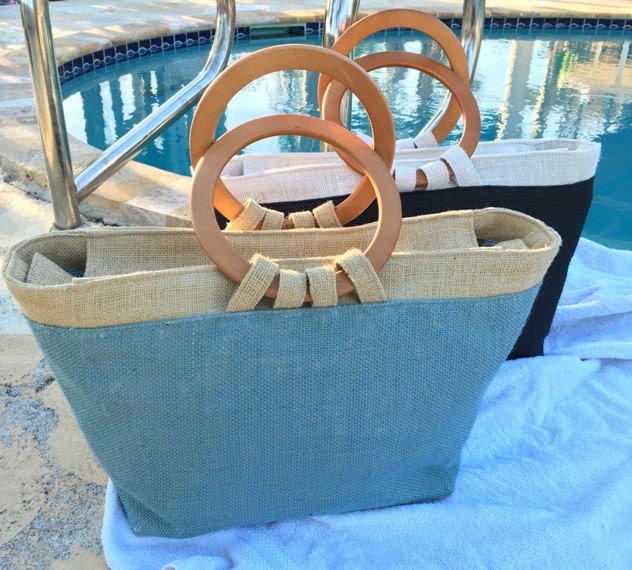 Tote Bag Groß in Leinen, Große Handtasche Türkis Blau Handgemachte Tasche, Sommer Weekender Geschenk Für Sie von VzoriCollections