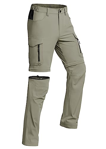 Vzteek Herren Cargohose Zip Off Wanderhose Trekkinghose Outdoorhose Sommer Softshell Stretch Hose Kurz für Wandern,Abnehmbar,Fahrrad,Arbeits（Begreen5XL） von Vzteek