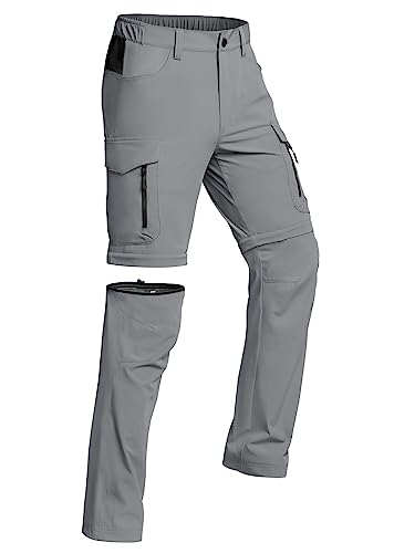 Vzteek Herren Cargohose Zip Off Wanderhose Trekkinghose Outdoorhose Sommer Softshell Stretch Hose Kurz für Wandern,Abnehmbar,Fahrrad,Arbeits（Foggrey,6XL） von Vzteek