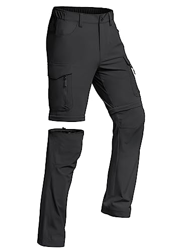 Vzteek Herren Cargohose Zip Off Wanderhose Trekkinghose Outdoorhose Sommer Softshell Stretch Hose Kurz für Wandern,Abnehmbar,Fahrrad,Arbeits（Schwarz03,5XL） von Vzteek