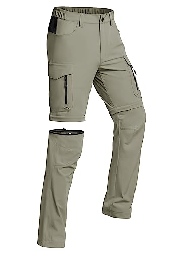 Vzteek Herren Wanderhose Zip Off Trekkinghose Outdoorhose Sommer Softshell Stretch Hose Kurz für Wandern,Abnehmbar,Baggy,Fahrrad,arbeits(BeGreen,3XL) von Vzteek