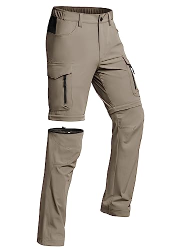 Vzteek Herren Wanderhose Zip Off Trekkinghose Outdoorhose Sommer Softshell Stretch Hose Kurz für Wandern,Abnehmbar,Baggy,Fahrrad,arbeits(Cakhaki,3XL) von Vzteek