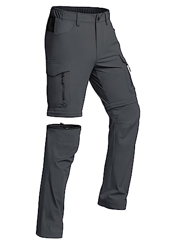 Vzteek Herren Wanderhose Zip Off Trekkinghose Outdoorhose Sommer Softshell Stretch Hose Kurz für Wandern,Abnehmbar,Baggy,Fahrrad,arbeits(DKgrey03,L) von Vzteek