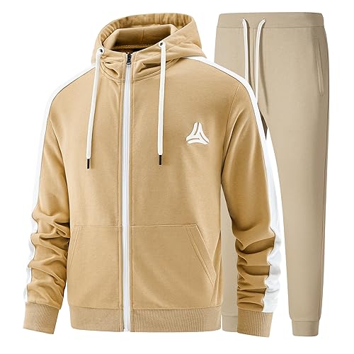 W JIANWANG Herren Jogging Anzug Trainingsanzug Hoodie Sportanzug aus Baumwolle Gym Warm Tracksuit ATM-076-L von W JIANWANG