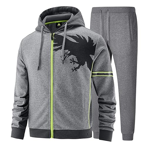 W JIANWANG Herren Jogging Anzug Trainingsanzug Hoodie Sportanzug aus Baumwolle Gym Warm Tracksuit ATM-104-L von W JIANWANG