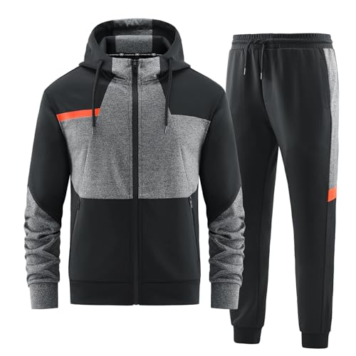 W JIANWANG Herren Jogging Anzug Trainingsanzug Hoodie Sportanzug aus Baumwolle Gym Warm Tracksuit ATM-192-L von W JIANWANG