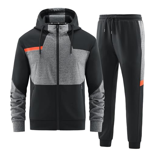 W JIANWANG Herren Jogging Anzug Trainingsanzug Hoodie Sportanzug aus Baumwolle Gym Warm Tracksuit ATM-192-XXL von W JIANWANG