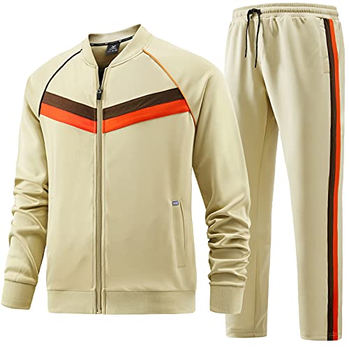 W JIANWANG Herren Jogginganzug Trainingsanzug Sportanzug Fußball Sporthose für Gym Tracksuit Atmungsaktiv Hausanzug Khaki JW-084-XXL von W JIANWANG