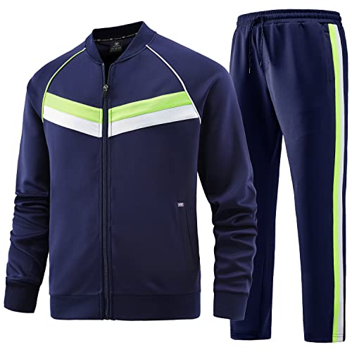 W JIANWANG Herren Jogginganzug Trainingsanzug Sportanzug Fußball Sporthose für Gym Tracksuit Atmungsaktiv Hausanzug Marineblau JW-083-S von W JIANWANG