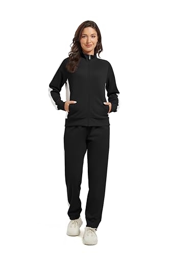 W JIANWANG Jogginganzug Damen Zweiteiliger Trainingsanzug Herbst Langarm Reißverschluss Outfits Sets Tracksuit JW-8002-M von W JIANWANG