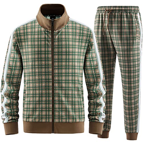 W JIANWANG Herren Jogginganzug Trainingsanzug Sportanzug Fußball Sporthose für Gym Tracksuit Atmungsaktiv Hausanzug Grün JW-2601-XL von W JIANWANG