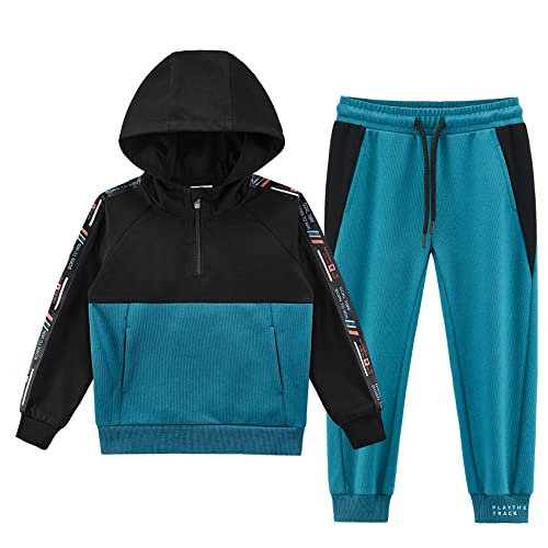 W JIANWANG Trainingsanzug Kinder Jungen Jogginganzug Sportanzug Hoodie Und Jogging Hose Tracksuit Sportbekleidung Set 2pcs Blau 013-2-3 von W JIANWANG