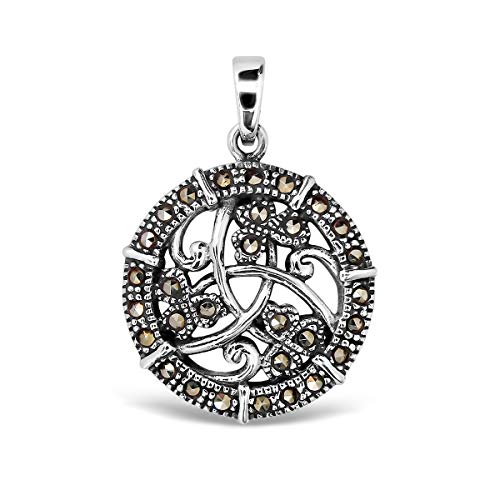 W | S WITHLOVE SILVER WithLoveSilver Anhänger Sprechender Silber rund 3 Kleeblättern Keltisches Design Markasit Anhänger von WithLoveSilver W | S WITHLOVE SILVER WithLoveSilver Anhänger Sprechender Silber rund 3 Kleeblättern Keltisches Design Markasit Anhänger von WithLoveSilver von W | S WITHLOVE SILVER
