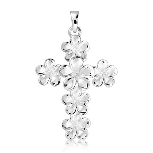 W | S WITHLOVE SILVER WithLoveSilver Kreuz-Anhänger aus 925 Sterlingsilber, sandgestrahlter Hibiskus Plumeria W | S WITHLOVE SILVER WithLoveSilver Kreuz-Anhänger aus 925 Sterlingsilber, sandgestrahlter Hibiskus Plumeria von W | S WITHLOVE SILVER