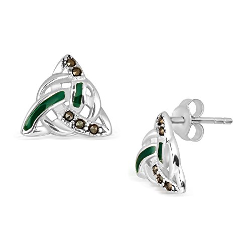 WithLoveSilver 925 Sterling Silber Email Keltische Triquetra Trinity Markasit Ohrstecker - Elegante Damen Ohrringe mit natürlichen Steinen WithLoveSilver 925 Sterling Silber Email Keltische Triquetra Trinity Markasit Ohrstecker - Elegante Damen Ohrringe mit natürlichen Steinen von W | S WITHLOVE SILVER