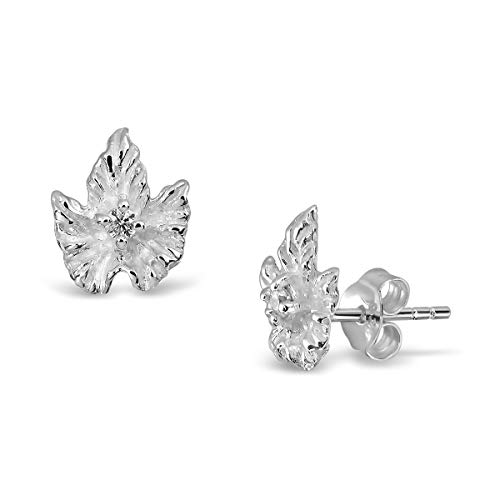 WithLoveSilver 925 Sterling Silber Kleine Ahornblatt Kanada mit Zirkonia Ohrstecker - Eleganter Ohrschmuck für Damen von W | S WITHLOVE SILVER