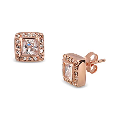 WithLoveSilver 925 Sterling Silber Quadratische Ohrstecker mit Simulierten Kubischen Zirkonia und Kleinen CZ Steinen von W | S WITHLOVE SILVER