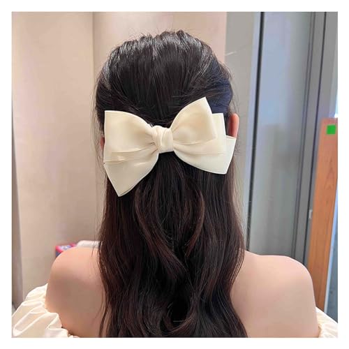 Band Haarschleifen Weiß Schleife Haarspangen Satin Haarspangen Clip große einfarbige Schleife Haarnadel französische Haarspange Haar Styling Zubehör Schmuck für Frauen Geschenke (Weiß) von W WEILIRIAN