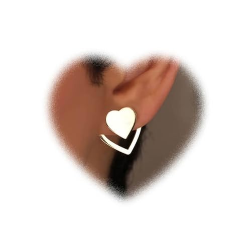 Böhmische Herz Ohr Jacke Ohrringe für Teen Mädchen Hohl Herz Ohrringe Gold Herz Stud Ohrringe Zwei Wege Front Back Ohrringe Schmuck für Frauen Geschenke (Gold) von W WEILIRIAN
