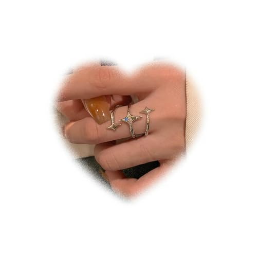 Boho Kristall Northstar Ring für Frauen Cz Stern Knuckle Ring Funkelnder Northstar Stacking Ring Silber Stern Finger Ring Lucky Star Open Ring zierlicher justierbarer Ring Schmuck für Mädchen (Stil A) Boho Kristall Northstar Ring für Frauen Cz Stern Knuckle Ring Funkelnder Northstar Stacking Ring Silber Stern Finger Ring Lucky Star Open Ring zierlicher justierbarer Ring Schmuck für Mädchen (Stil A) von W WEILIRIAN