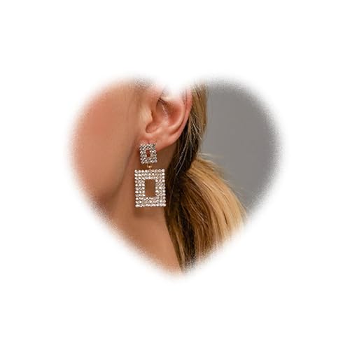Boho-Kristall quadratische baumelnde Ohrringe für Frauen quadratische Strass-Ohrringe goldene, hohle, quadratische Ohrringe Statement-geometrische Ohrringe Schmuck für Mädchen Geschenke (Gold) von W WEILIRIAN