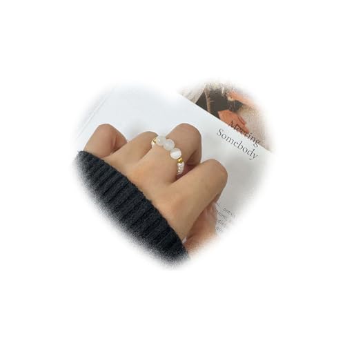 W WEILIRIAN Vintage Perlen Stretch Ring Perlen Perlen Stapelbare Ringe Transparente Perlen Stretch Ring Handgemachte Stapelring Schmuck für Frauen (Stil:C) von W WEILIRIAN