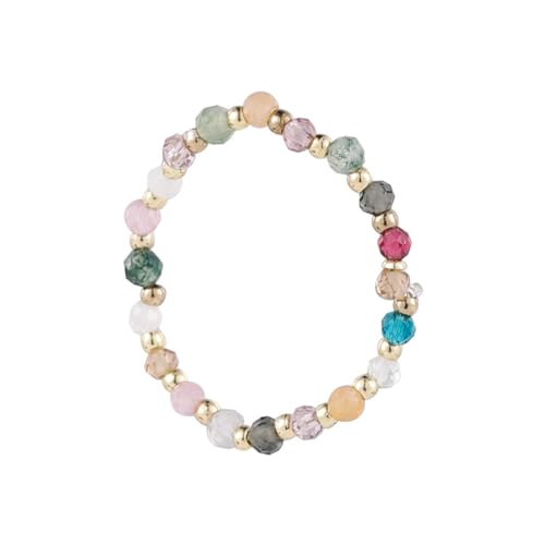 Boho Kristallperle Stretch Ring Beaded Stapelbare Ring Edelsteinperle Elastischer Finger Ring Regenbogen Bead Elastischer Ring Handgemachte Stapelring Schmuck für Frauen und Mädchen Geschenke (Stil A) von W WEILIRIAN