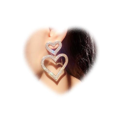 Große Kristall-Herz-Ohrringe für Frauen baumelnde Strass-Herz-Ohrringe große hohle Herz-Tropfen-Ohrringe goldene CZ-Herz-Ohrringe Statement Liebes Herz Ohrringe Schmuck für Mädchen Geschenke (Gold) Große Kristall-Herz-Ohrringe für Frauen baumelnde Strass-Herz-Ohrringe große hohle Herz-Tropfen-Ohrringe goldene CZ-Herz-Ohrringe Statement Liebes Herz Ohrringe Schmuck für Mädchen Geschenke (Gold) von W WEILIRIAN