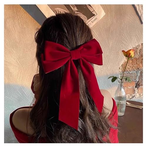 Langer Samt Haar Bogen Bogen Haar Clips Band Samt Haar Haars pangen Clip Große Bowknot Haarnadel Kopf bedeckung Samt Bogen Haar Barrette Kopfschmuck für Mädchen (Rot) von W WEILIRIAN