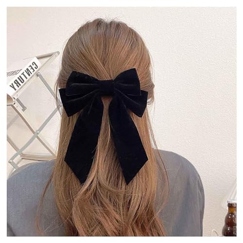 Langer Samt Haar Bogen Bogen Haar Clips Band Samt Haar Haars pangen Clip Große Bowknot Haarnadel Kopf bedeckung Samt Bogen Haar Barrette Kopfschmuck für Mädchen (Schwarz) von W WEILIRIAN